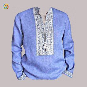 Рубашка Украинская вышиванка 19727 цвет синий размер L/XL