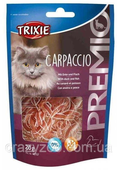 Ласощі з качкою й рибою для котів і кішок Trixie PREMIO Carpaccio 20 г 4011905427072