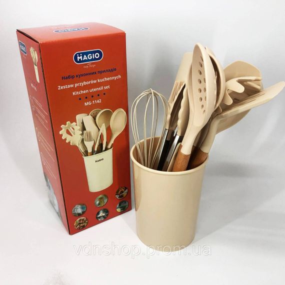 Нейлоновая кухонная утварь, Набор кухонный поварешка, Набор кухонный на стойке, Kitchen set силиконовый CI-90 | Зображення 5