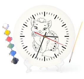 Детский набор для творчества часы раскраска Котенок 30 см (Г0206)