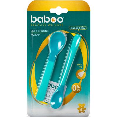 Набор детской посуды Baboo мягкие ложки 2 шт бирюзовые, 4+ мес (10-034) | Зображення 3