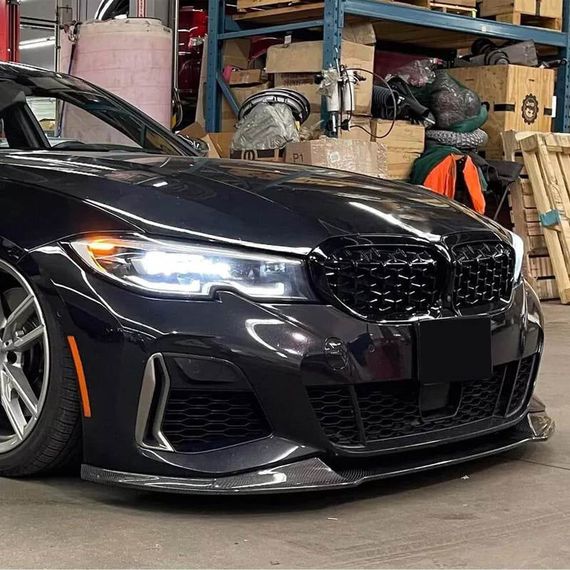 Накладка на передній бампер Lip V5 (для M-Sport 2018-2022, Карбон) для BMW 3 серія G20/21 2018- рр | Зображення 1