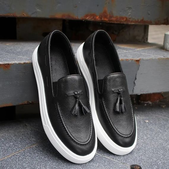 Легкие черные мужские лоферы на белой подошве 41 размер | Зображення 3