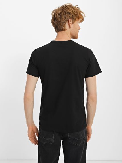 Футболка чоловіча з круглим вирізом однотонна чорна, L | Зображення 5