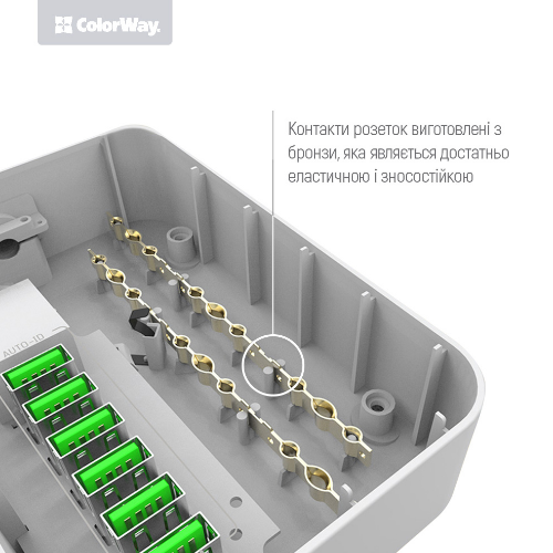 Фільтр мережевий 3 розетки/6USB 1,8 м чорний CW-CHE36B ColorWay | Зображення 7