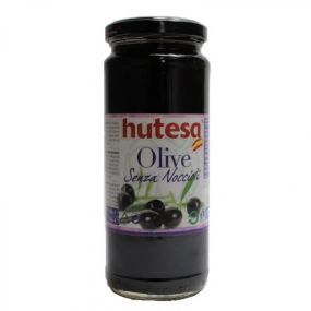 Маслины черные без косточки среднего калибра Hutesa, 340г, Испания, оливки черные