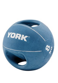 М'яч медбол 8кг York Fitness із двома ручками синій