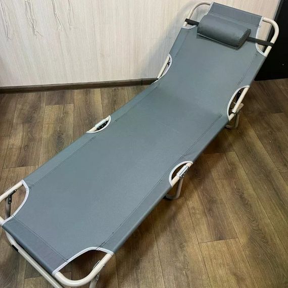 Складной пляжный шезлонг 60×153 смсерый • Садовый раскладной лежак для дачи KAR199grey, пляжа, террасы и отдыха на природе | Зображення 4