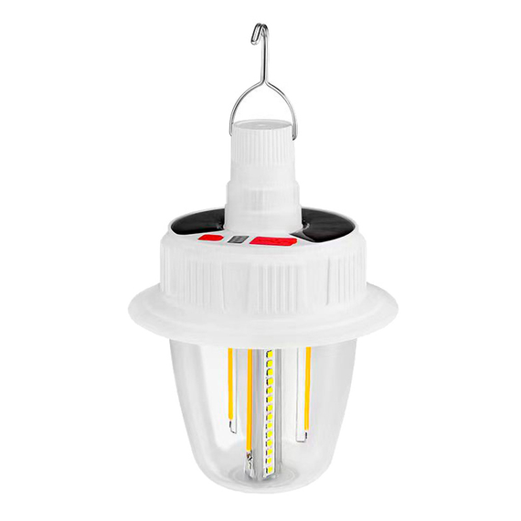 Светодиодная LED лампа на солнечной батарее T38, COB+SMD(RGB), 2АКБx18650, крюк, ЗУ Type-C