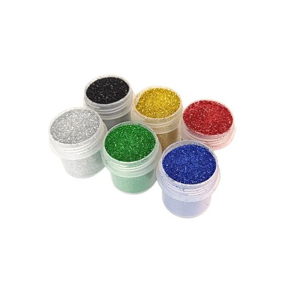 Набор глиттера для био-тату glitter-set-02mm-20, 6 цветов по 12 мл