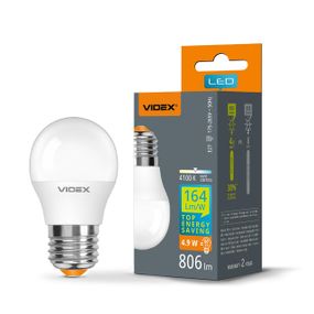 Світлодіодна лампа VIDEX G45h 4.9W E27 4100K