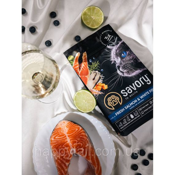 Корм сухий Savory Adult Cat Gourmand Fresh Salmon and White Fish для дорослих котів зі свіжим лососем і білою рибою 400 г | Зображення 4