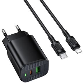 МЗП Borofone BAS83A Star PD20W+QC3.0 (1USB-A/1C) + кабель Type-C to Lightning Black