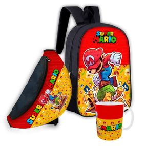 Набор детский Супер Марио рюкзак 36х27см сумка-бананка,кружка с принтом для мальчика (01564)