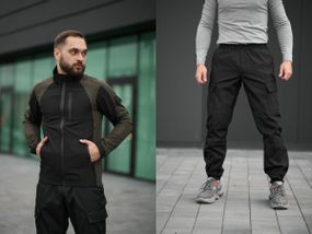 Костюм чоловічий Intruder: куртка soft shell light "iForce" хакі + штани "Hope" чорні