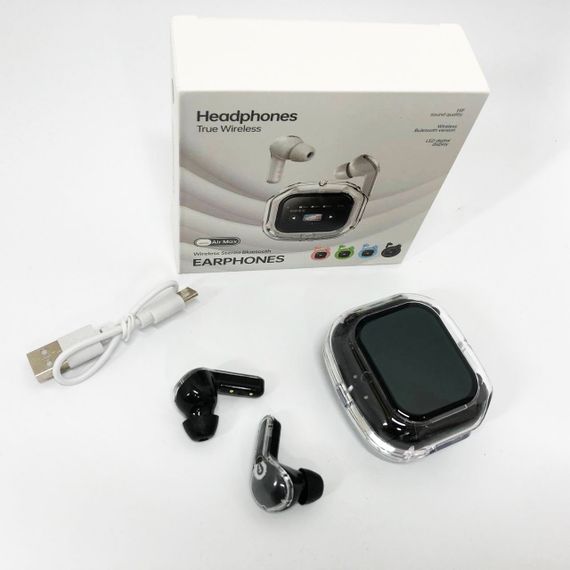 Бездротові вакуумні навушники TWS з дисплеєм LED, вологозахист IPx4 Bluetooth 5.4 з кейсом. Колір: чорний | Зображення 6
