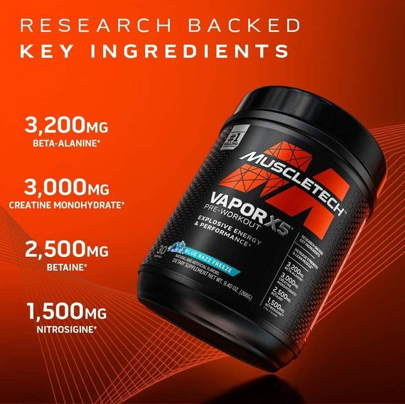 Предтренировочный комплекс MuscleTech VaporX5 Pre-Workout 266g (Blue Razz Freeze) | Зображення 2