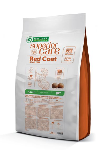 Корм Nature's Protection Superior Care Red Coat Grain Free Adult Small Breeds with Lamb сухий з ягнятком для дорослих собак малих порід з рудим забарвленням вовни 10 кг