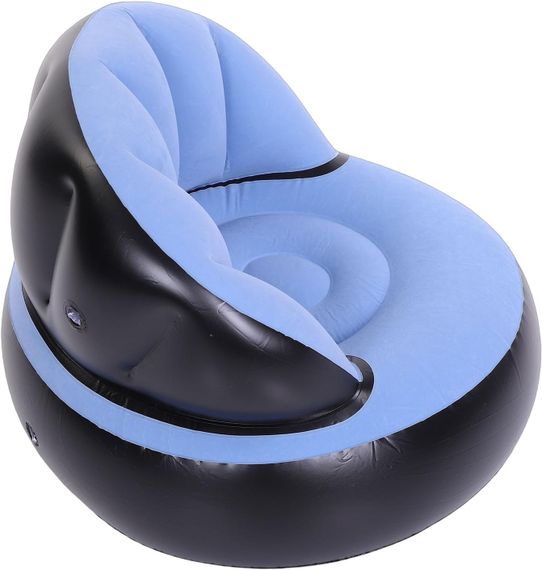 Надувное кресло AIR SOFA  / Надувное велюровое кресло 80×80×67см Голубой | Зображення 3