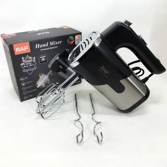 Міксер ручний на кухню RAF R-6630 5 швидкостей 2 насадки 300 W, двовінчиковий міксер, міксер для збивання | Зображення 8