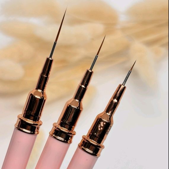 Набор розовых ультратонких кистей Global Fashion для росписи, вензелей и френча (4, 8, 12 мм)