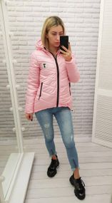 Жіноча демісезонна куртка з емблемою, арт.210/7, рожевий