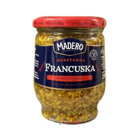 Горчица французкая столовая Madero Francuska, 270г, Польша, БЕЗ ГЛЮТЕНА, в стеклянной банке, зернистая
