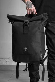 Повсякденний рюкзак Роллтоп шкільний Without з принтом Palm Black