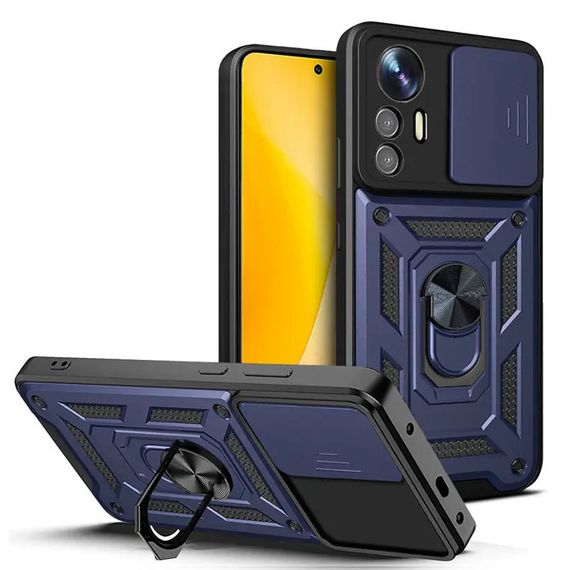 Ударостійкий чохол Camshield Serge Ring для Xiaomi Redmi Note 12S TPU+PC, Шторка на камеру, Синій TPU+PC, Шторка на камеру, Зелений Синій, TPU+PC, Шторка на камеру, Epik