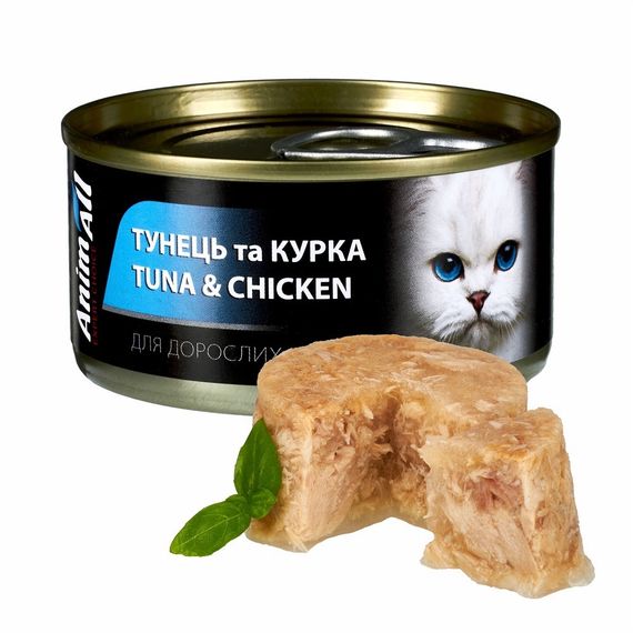 Влажный корм для котов с тунцом и курицей Animall Cat Wet, 85 гр