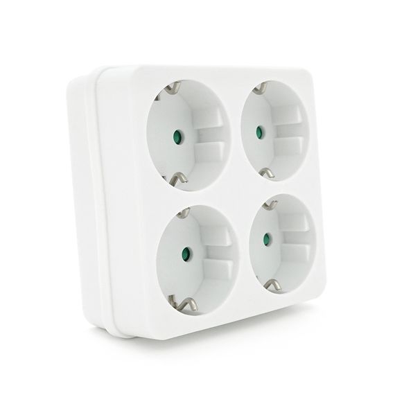 Розетка 4-х місна із заземленням SQ-RB-01/04A, 4x16A 250V~Max, 3500W, White, Q100