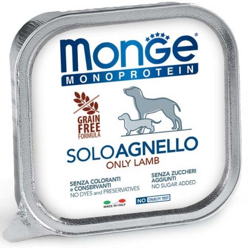 Корм Monge Monoprotein Dog Solo Agnello вологий з ягнятком для дорослих собак 150 гр