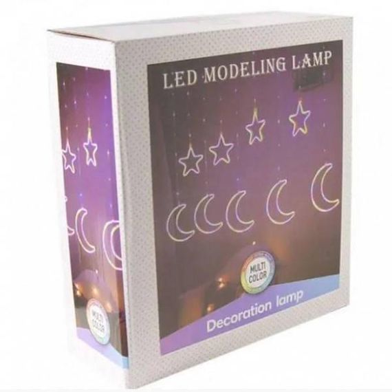 Гірлянда Штора зірки та місяці 3,0мХ0,7м (теплий білий) COPPER-PARTS-9WW-1