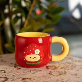 Кубок порцелянова з магнітом Поулиниця 400 (мл) подарункова кружка прикольна чашка для дітей на подарунок Червоний з жовтим