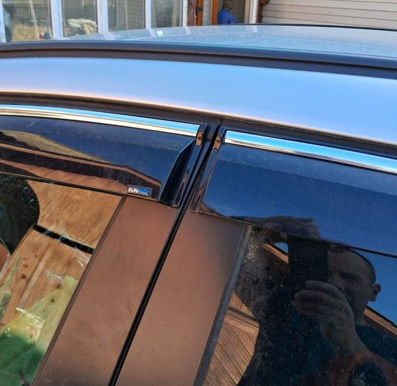 Ветровики с хром с полоской HB/SD (4 шт, Sunplex Chrome) для Opel Astra J 2010-2024 гг | Зображення 3