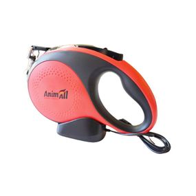 Повідець-рулетка AnimAll з LED-ліхтариком, для собак вагою до 50 кг, 5 м, червоно-чорна