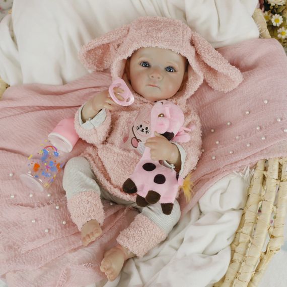 Коллекционная Силиконовая Кукла Реборн Новорождённый Младенец Reborn Девочка Пупс Банни (Виниловая Кукла) 50 см