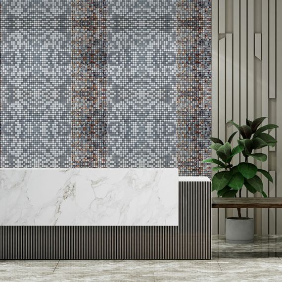 Самоклеюча алюмінієва плитка 300х300х3мм Сірий квадратик SW-00001926 | Зображення 6