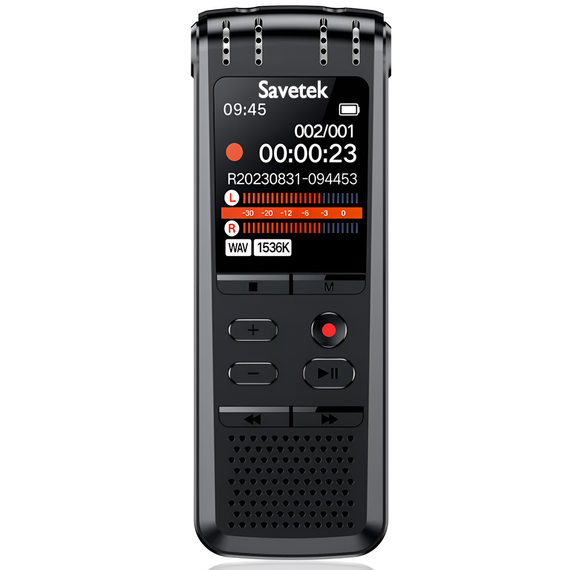 Профессиональный цифровой стерео диктофон Savetek GS-R58 с шумоподавлением и голосовой активацией, 32 GB | Зображення 1