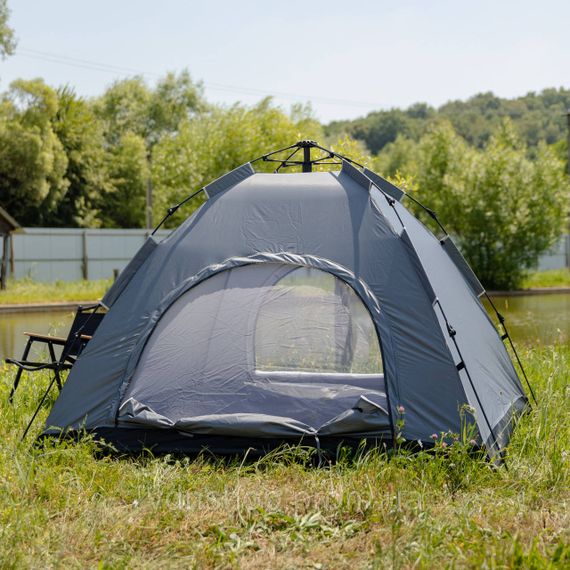 Намет кемпінговий 2 на 2 метри автоматичний для риболовлі походу туристичний LU-019G Сірий | Зображення 2