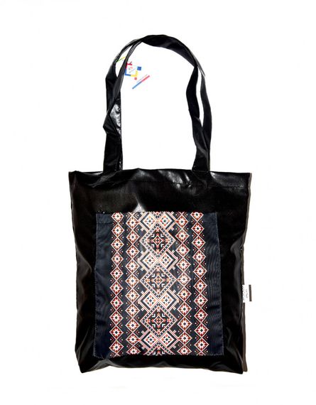 Сумка шоппер  с карманом 4Profi "Вишиванка" 04 оксфорд  чёрная 37431