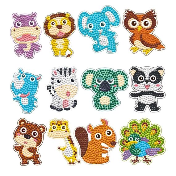 Набір для творчості Алмазні стікери "Звірятка" 20299, 12 шт | Зображення 1