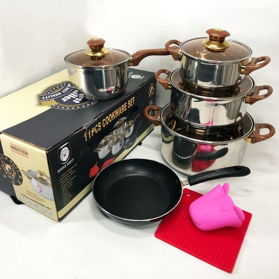 Набір каструль для дому VS-1006-11 (11 предметів) / Набір посуду / Набір DH-149 посуду каструлі | Зображення 2