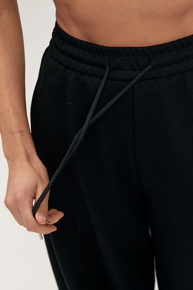 Вільні однотонні спортивні штани - чорний цвет, L (є розміри) | Зображення 3