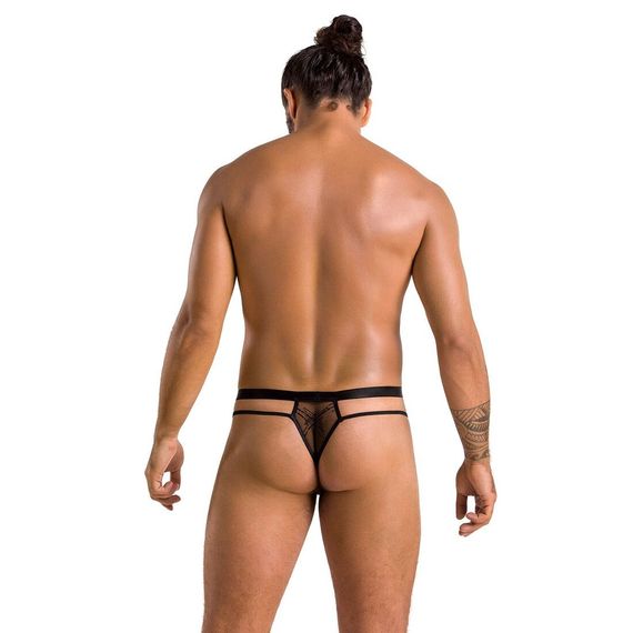 Мужские прозрачные стринги Passion 029 THONG COLLIN S/M Black, сетка | Зображення 3