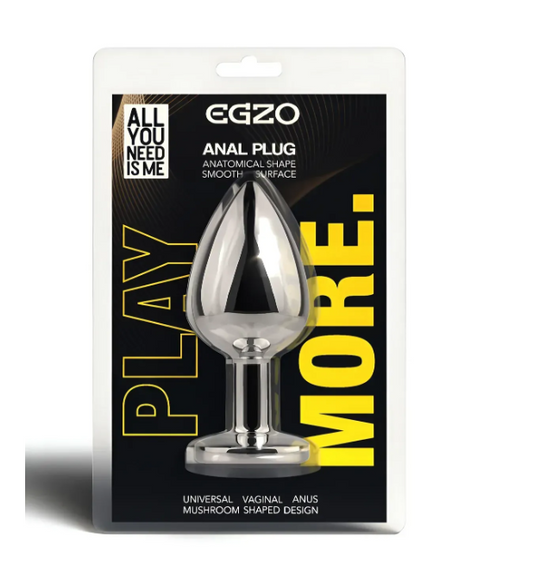 Анальна пробка із кристалом EGZO - Silver Round Plug Black size S Sex Aura | Зображення 4