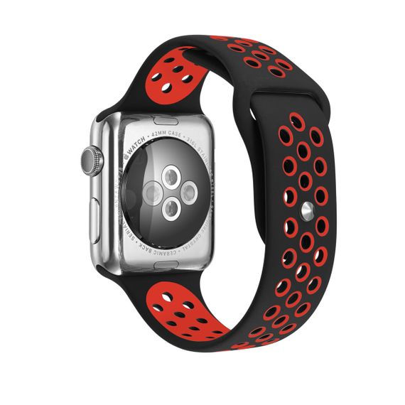 Спортивний ремінець з перфорацією Primo для Apple Watch 38mm / 40mm / 41mm  розмір S  - Black&Red