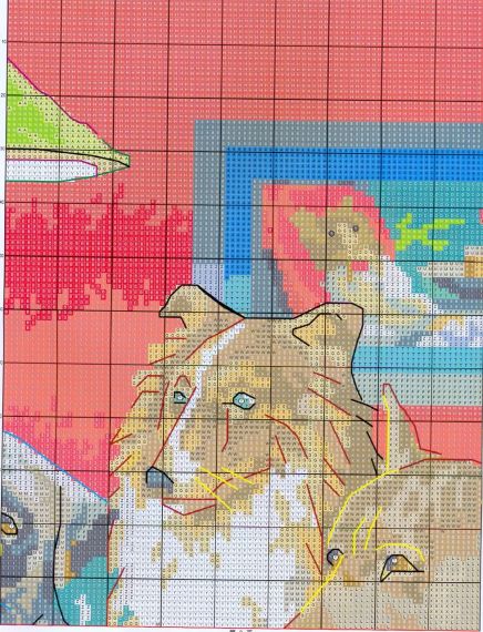 Набор для вышивания по нанесённой на канву схеме "Dogs' game ".AIDA 14CT printed , 66*51 см | Зображення 6