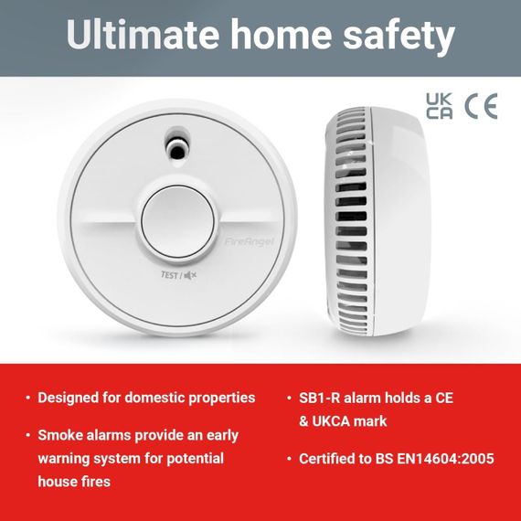 Димовий датчик FireAngel SB1-R – оптичний для дому з захистом від опіків, змінна батарея | Зображення 3