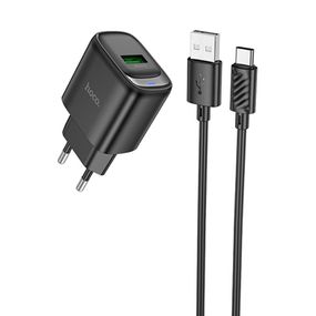 МЗП Hoco C140A Smart QC3.0 18W (1USB-A) + кабель USB to Type-C Black